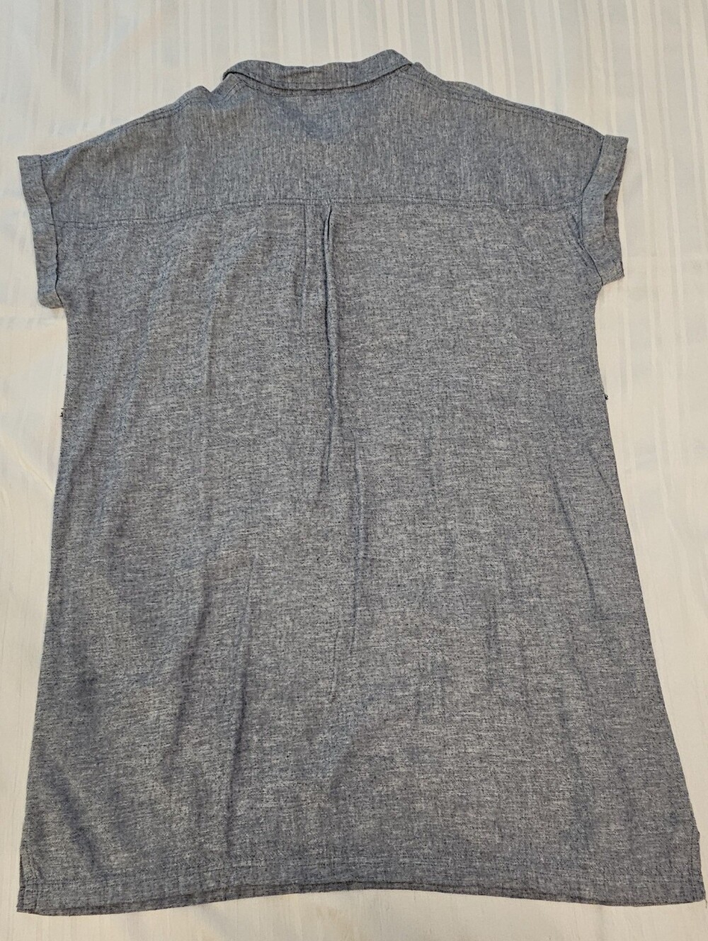 Sonoma Shirt Dress - Blue Linen Rayon Button Pocket Tie Short Sleeve - Size XL - Picture 7 of 10